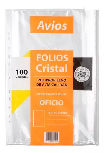 FOLIOS PLASTICOS OFICIO 100 UNIDADES 40 MIC