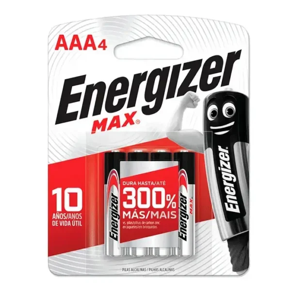 PILAS AAA ENERGIZER (4 Unidades) - Suministro Confiable de Energía para Dispositivos Cotidianos