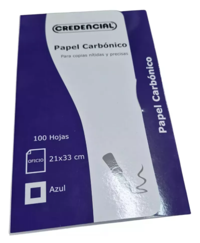 PAPEL CARBONICO CREDENCIAL OFICIO X 100 AZUL