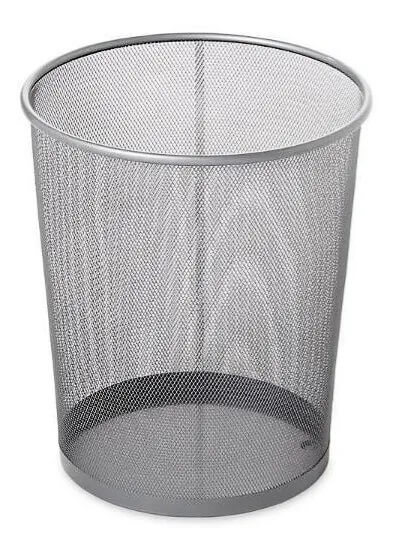 CESTO PAPELERO METALICO CALADO MEDIANO 28 CM GRIS