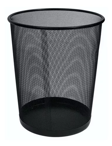 CESTO PAPELERO CALADO METALICO MEDIANO 28 CM NEGRO