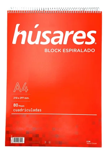 BLOCK A4 HÚSARES 80 HS C/ESP CUADRICUL