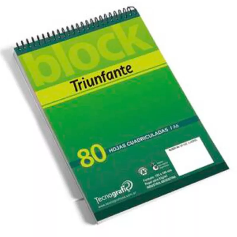 BLOCK IRAM A4 TRIUNFANTE 80 HOJAS CON ESPIRAL RAYADO
