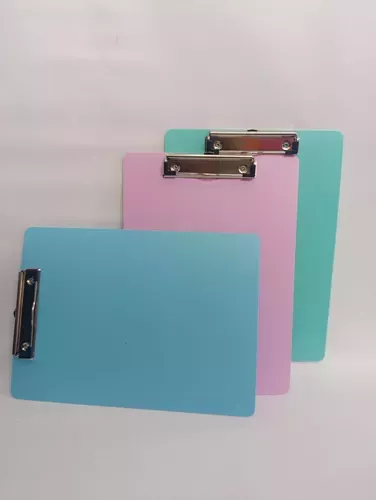 PORTA PLANILLAS O BLOCK A4 PLASTICO COLORES PASTEL