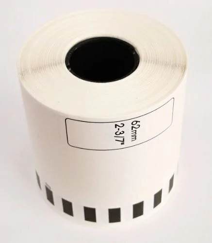 Rollo Cinta Continua Dk-2212 62 Mm X 15.2 M Plastico Durable Ql sin eje