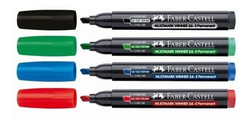 Marcador Permanente Faber 54e P/chata X12u. Negro/azul/rojo/verde.