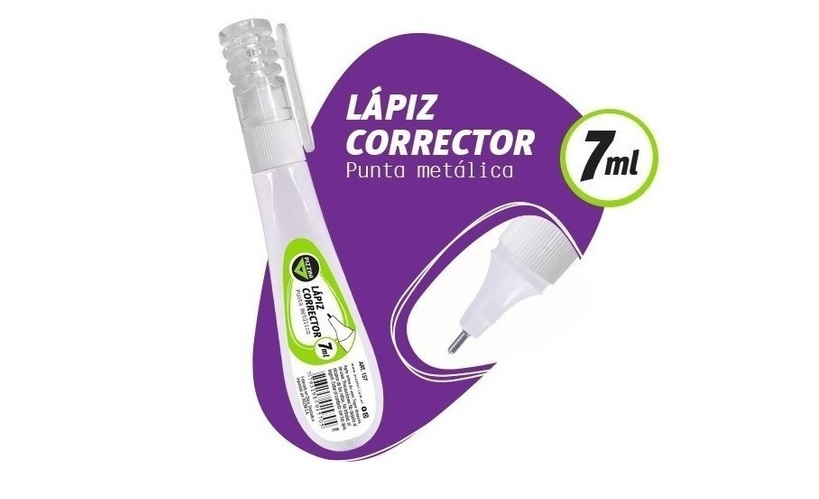 Corrector Pizzini Lapiz Punta Metalica 7ml.