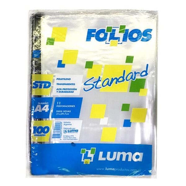 Folio Luma A4 Liviano X 100u. (30-09) Polietileno