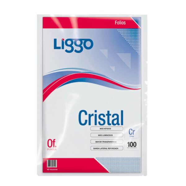 Folio Liggo Oficio Cristal 40mic X 100u. (370-0110)