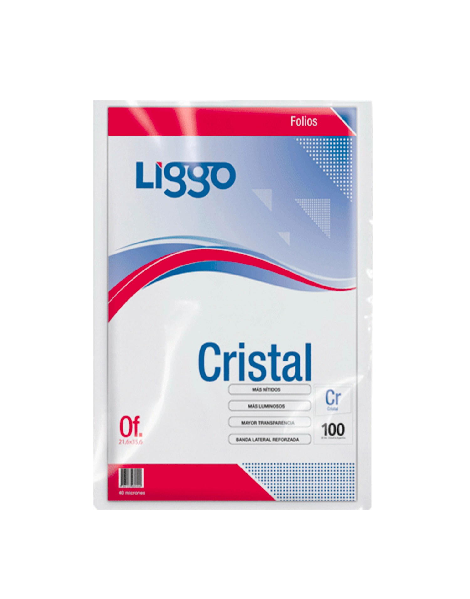 Folio Liggo Oficio Cristal 40mic X 100u. (370-0110)